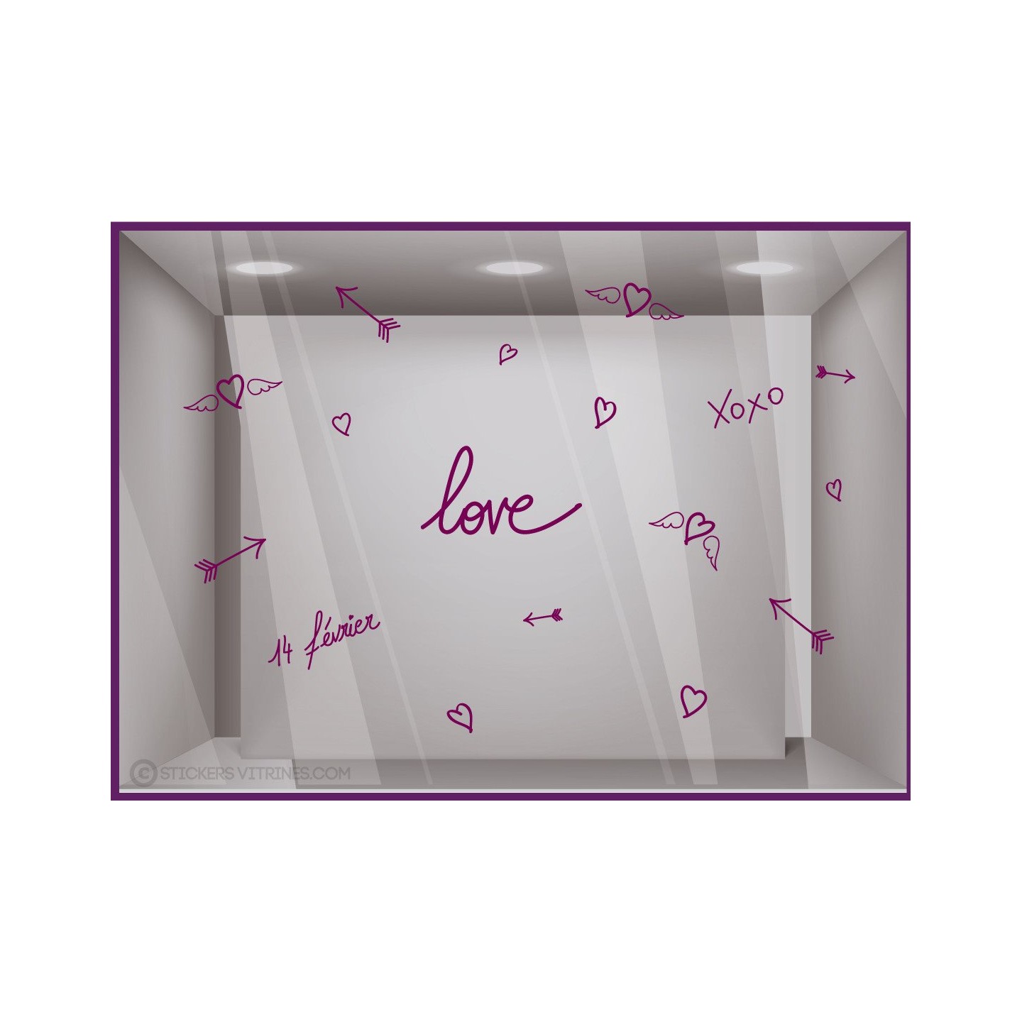 Kit de stickers Love Saint Valentin devanture boutique vitrine mode magasin bijouterie idee deco lettrage adhesif