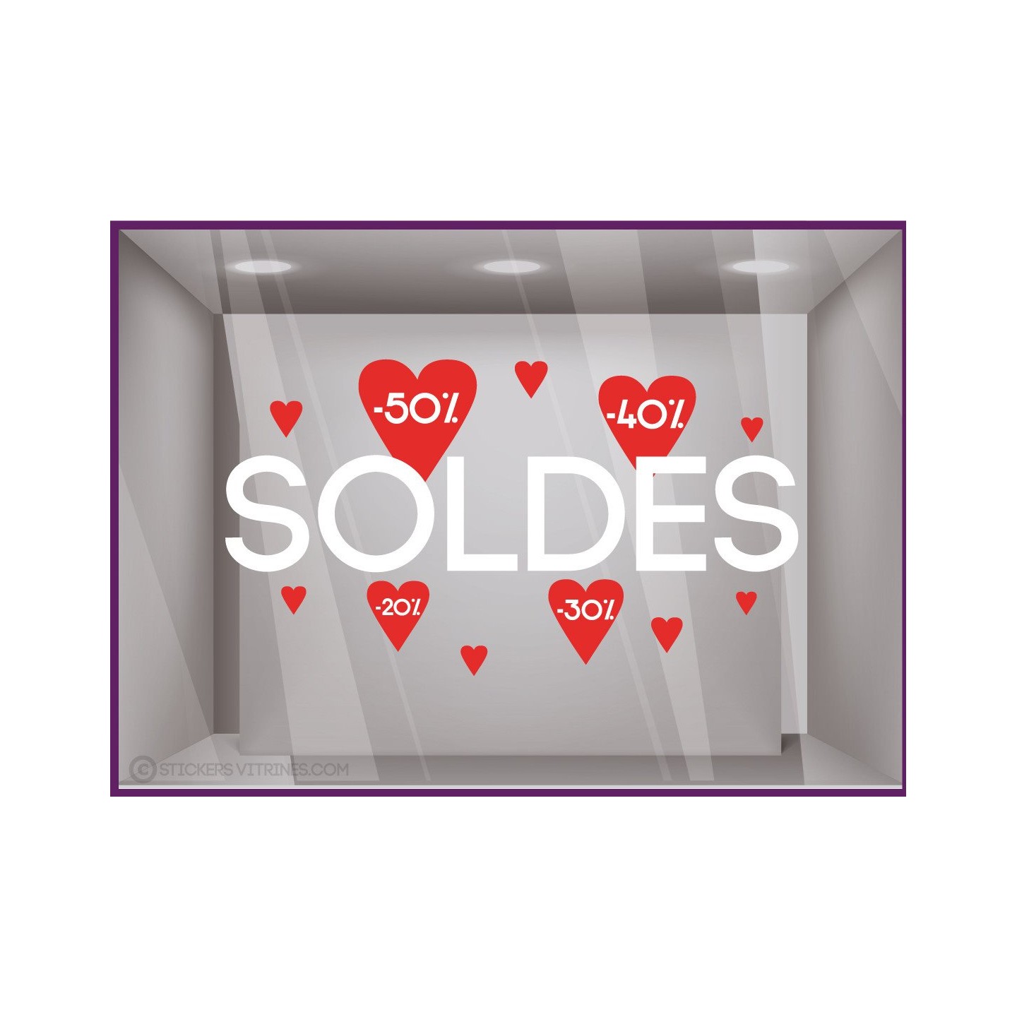 Sticker Soldes nuage de coeurs