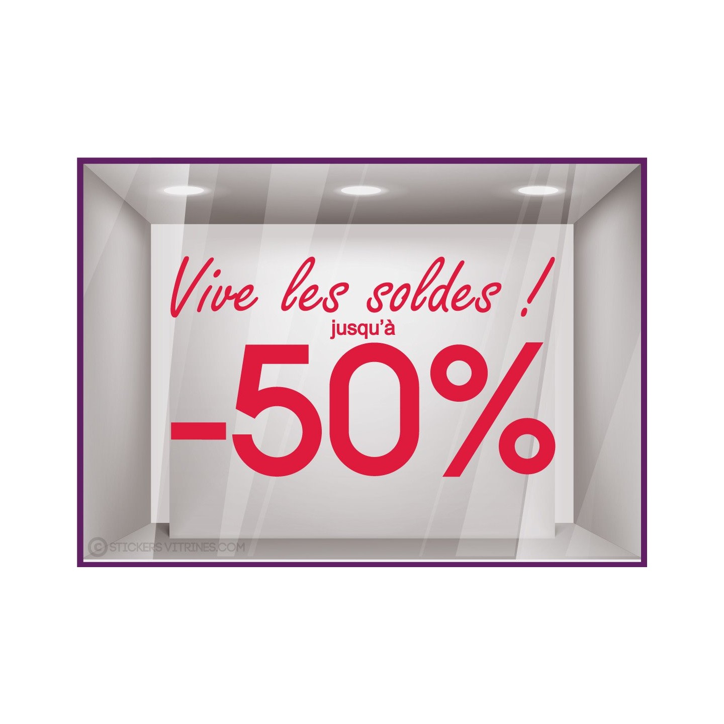 Sticker Vive les Soldes calicot vitrophanie adhésif autocollant géant commerce magasin boutique 