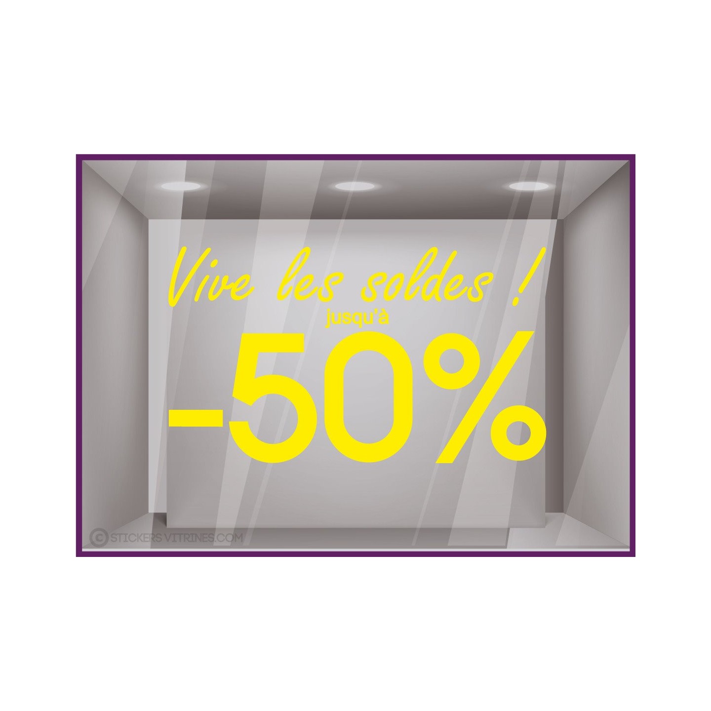 Sticker Vive les Soldes calicot vitrophanie adhésif autocollant géant commerce magasin boutique 