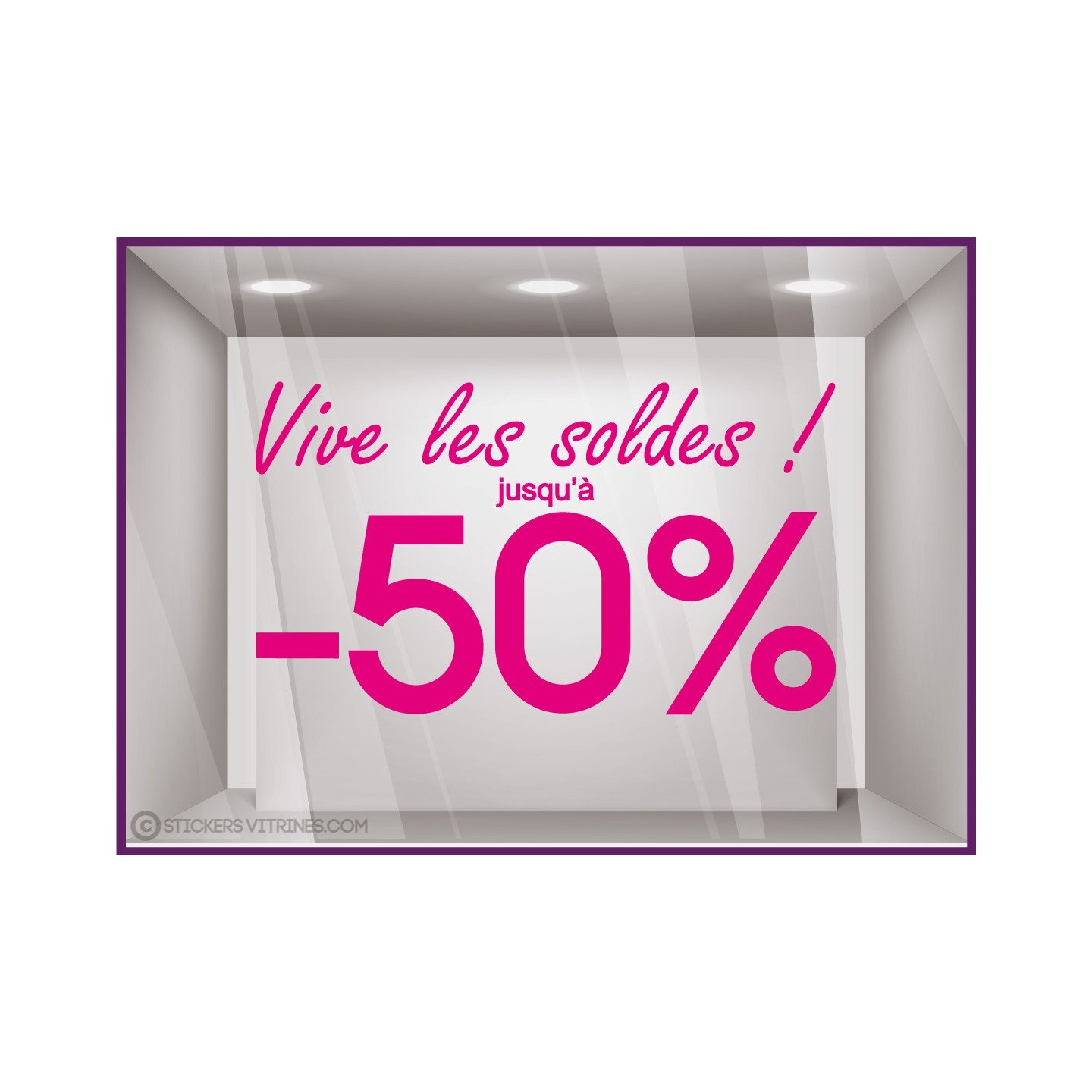 Sticker Vive les Soldes calicot vitrophanie adhésif autocollant géant commerce magasin boutique 