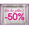 Sticker Vive les Soldes calicot vitrophanie adhésif autocollant géant commerce magasin boutique 