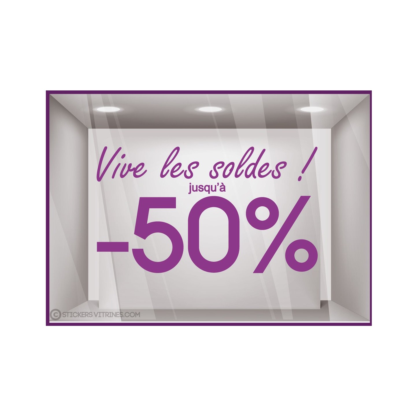 Sticker Vive les Soldes calicot vitrophanie adhésif autocollant géant commerce magasin boutique 