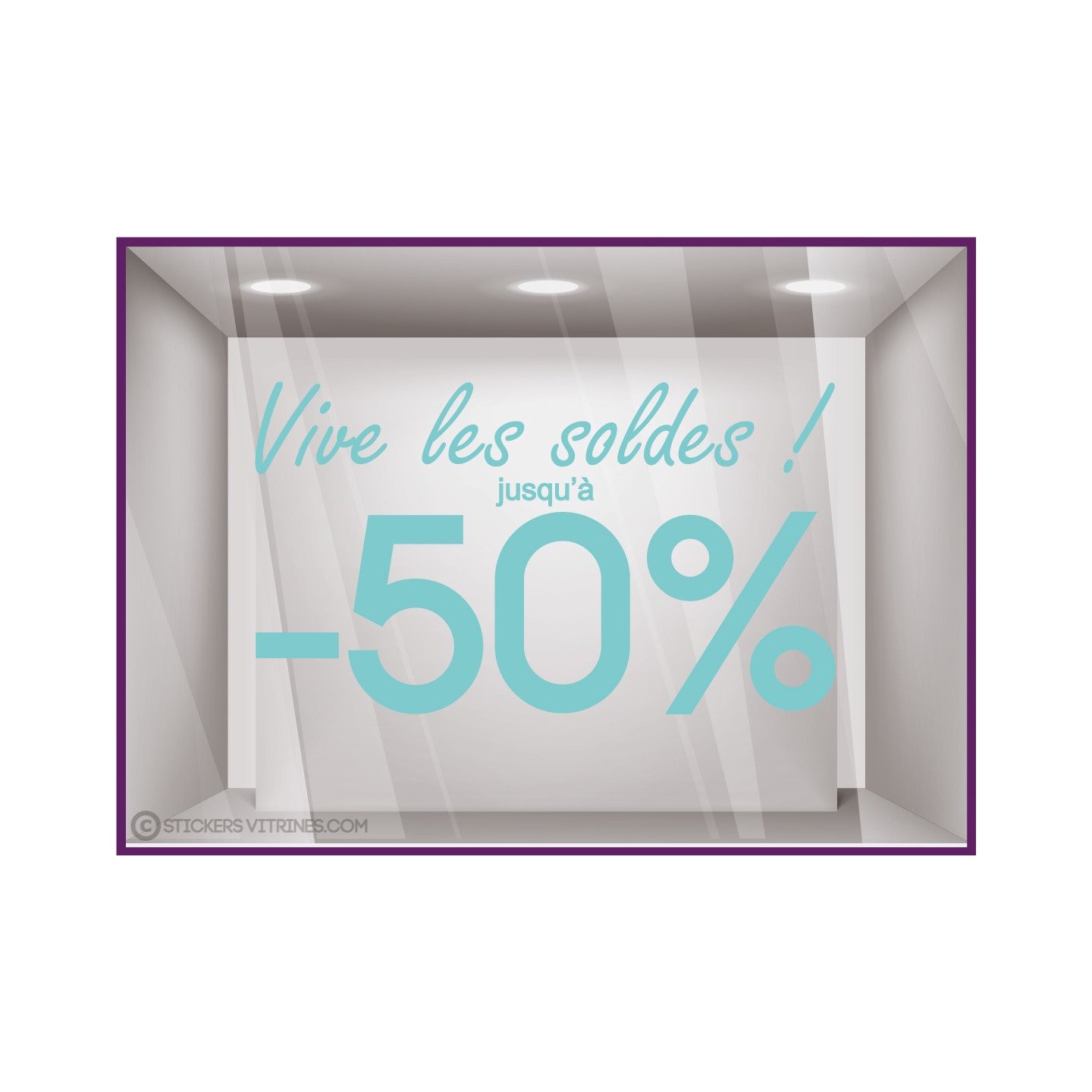 Sticker Vive les Soldes calicot vitrophanie adhésif autocollant géant commerce magasin boutique 