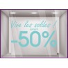 Sticker Vive les Soldes calicot vitrophanie adhésif autocollant géant commerce magasin boutique 