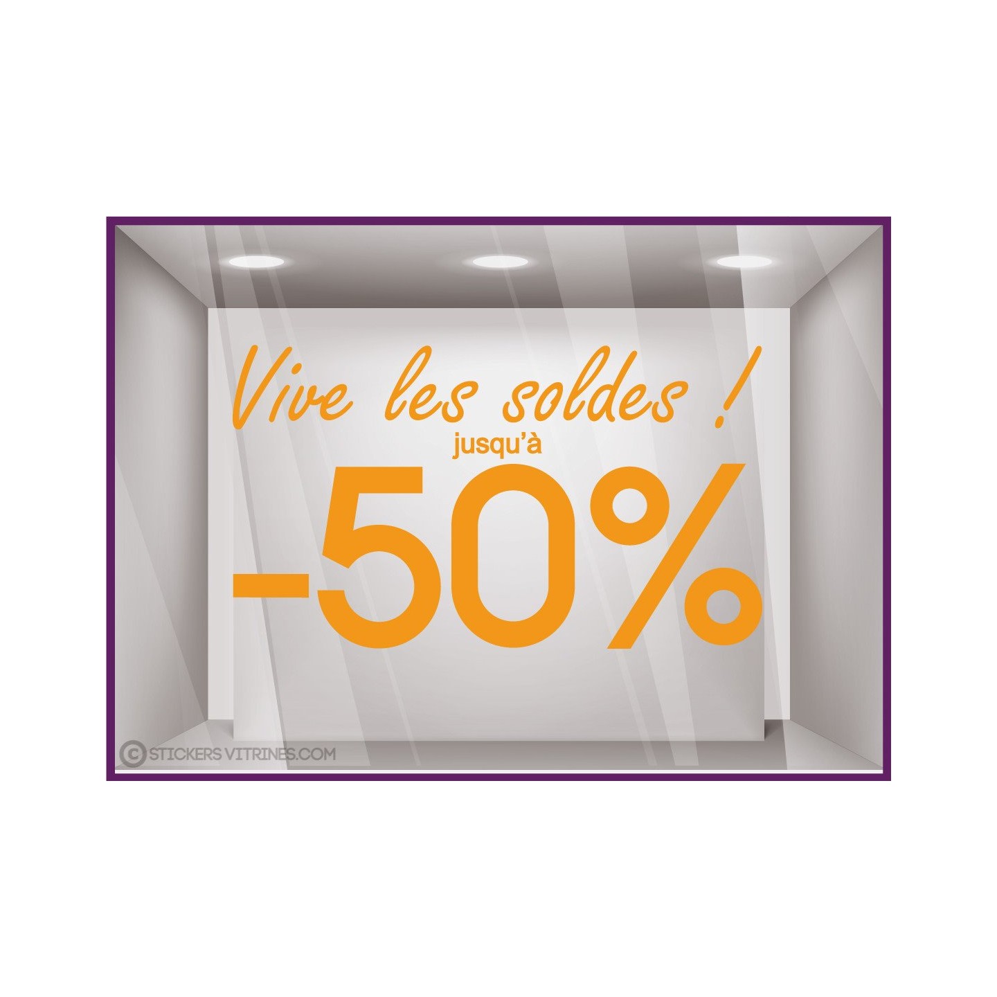 Sticker Vive les Soldes calicot vitrophanie adhésif autocollant géant commerce magasin boutique 