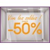 Sticker Vive les Soldes calicot vitrophanie adhésif autocollant géant commerce magasin boutique 
