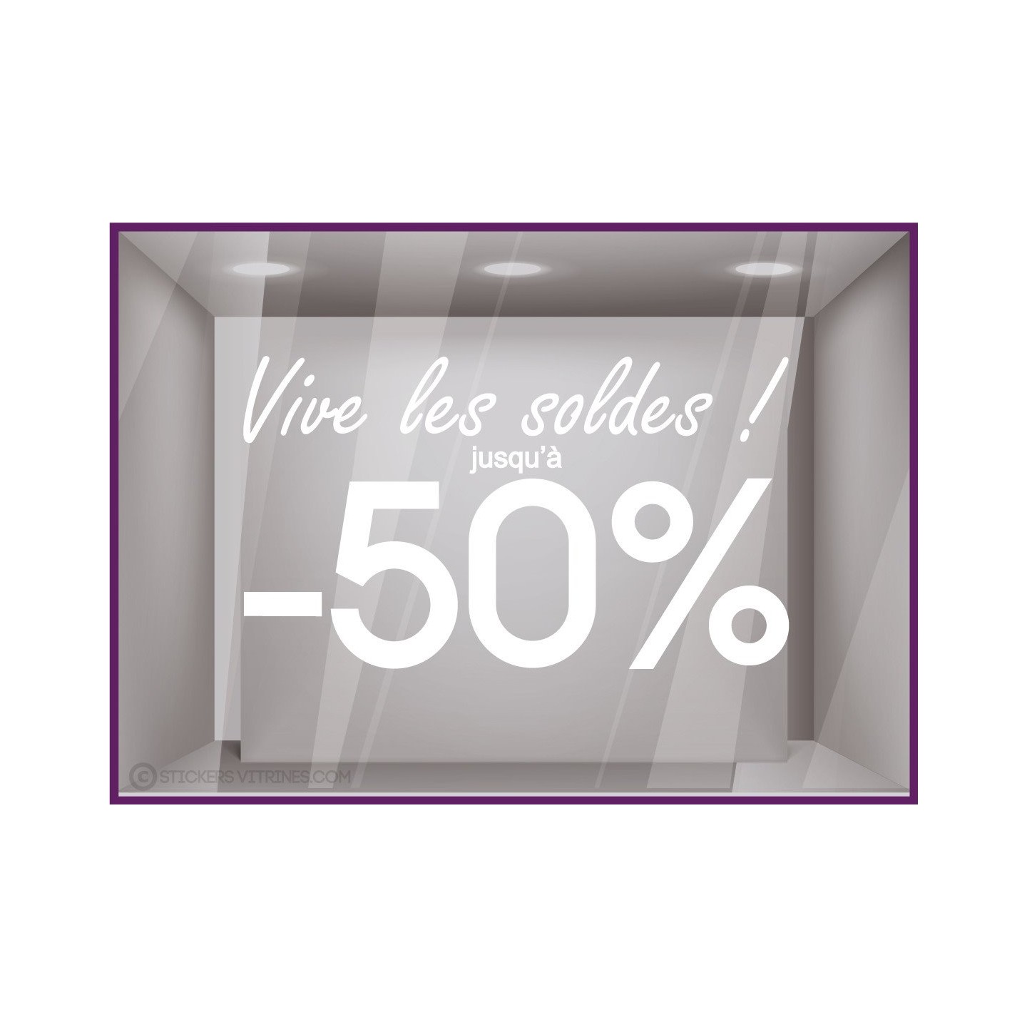 Sticker Vive les Soldes calicot vitrophanie adhésif autocollant géant commerce magasin boutique 