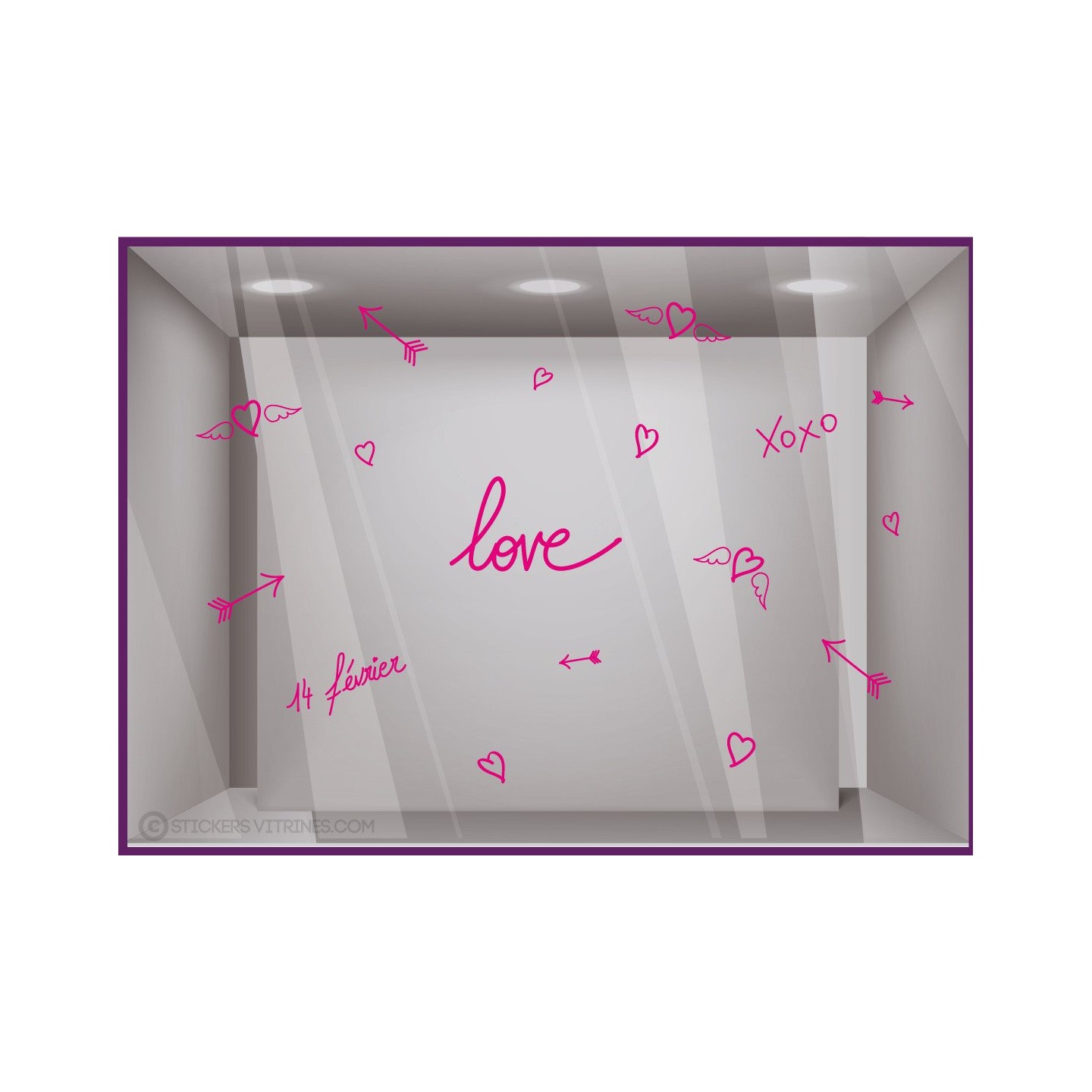 Kit de stickers Love Saint Valentin devanture boutique vitrine mode magasin bijouterie idee deco lettrage adhesif