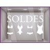 Sticker Soldes Maillots de bain ete mode bord de mer lettrage adhésif calicot vitrophanie destockage braderie liquidation stock