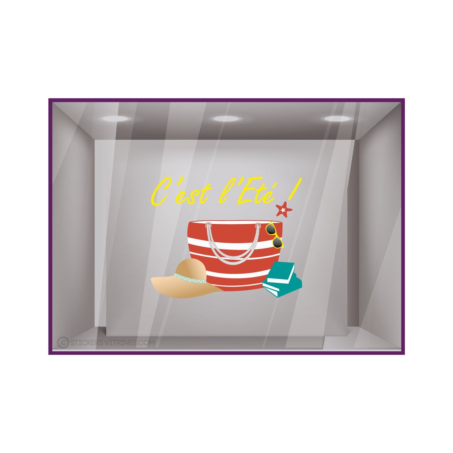 Sticker Sac de plage été pour commerce devanture magasin vitrophanie