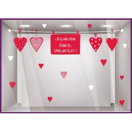 Sticker saint valentin guirlande autocollant adhesif vitrine boutique commerce mode fleuriste boulangerie