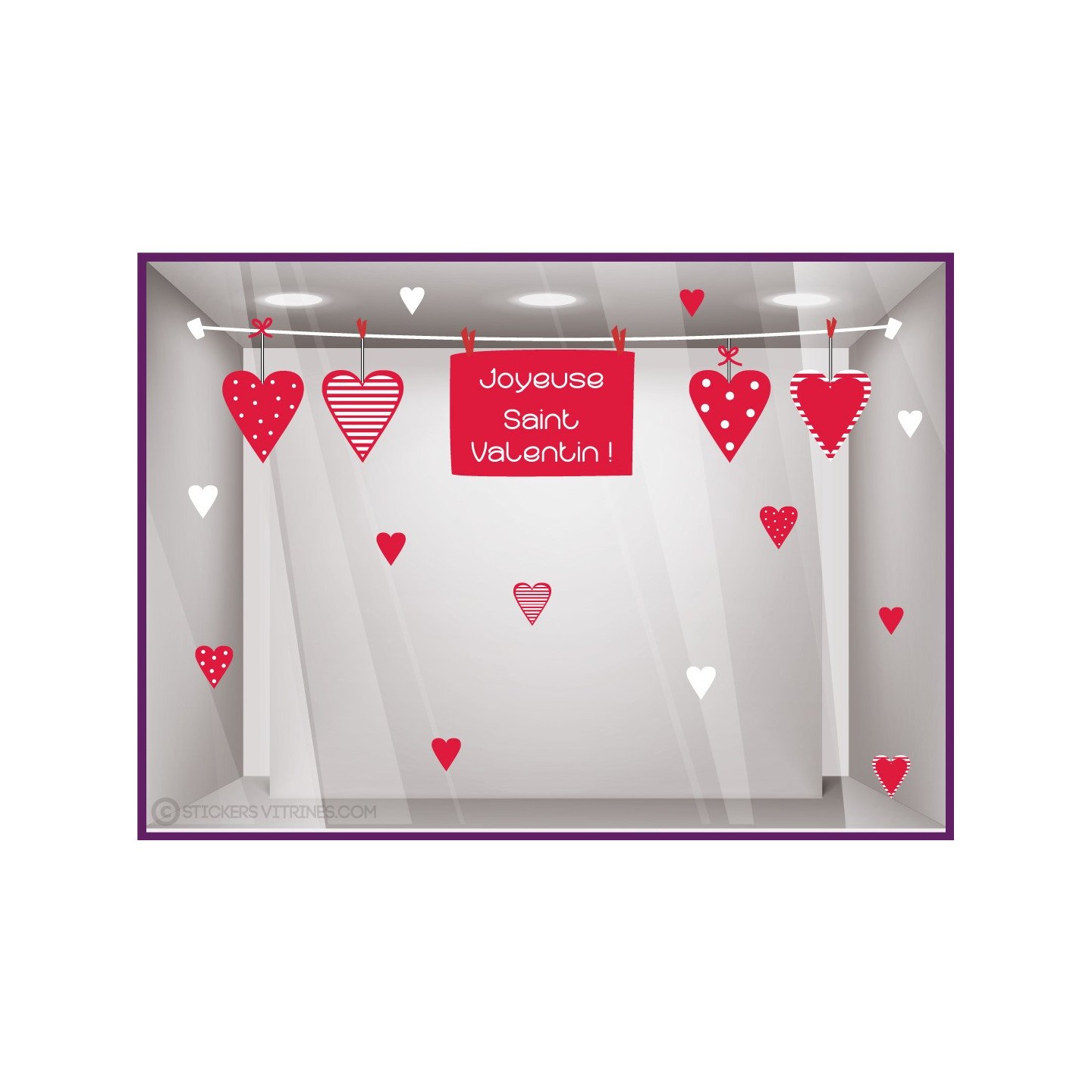 Sticker saint valentin guirlande autocollant adhesif vitrine boutique commerce mode fleuriste boulangerie