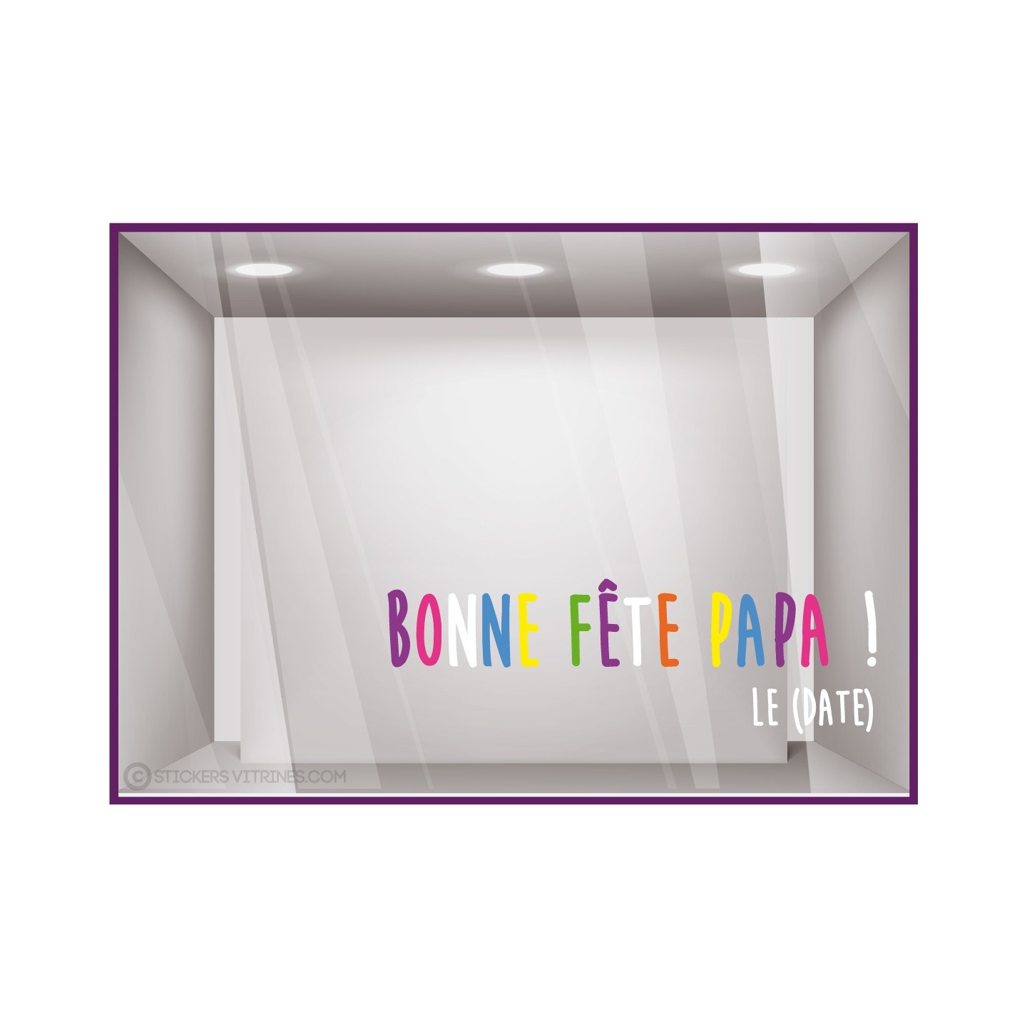Sticker Lettrage Bonne Fête Papa Multicolore lettrage adhesif autocollant texte mode bijouterie maroquinerie peres 