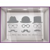 Sticker Fête des Pères papas mode chapeau lunette opticien parfumerie accessoire lettrage adhesif calicot devanture commerce