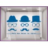Sticker Fête des Pères papas mode chapeau lunette opticien parfumerie accessoire lettrage adhesif calicot devanture commerce