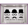 Sticker Fête des Pères papas mode chapeau lunette opticien parfumerie accessoire lettrage adhesif calicot devanture commerce