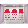 Sticker Fête des Pères papas mode chapeau lunette opticien parfumerie accessoire lettrage adhesif calicot devanture commerce
