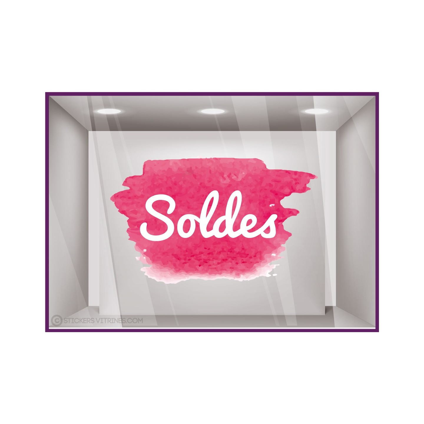 Sticker Soldes Aquarelle ete destockage braderie liquidation promotion mode maroquinerie opticien bord de mer commerce vitrine 