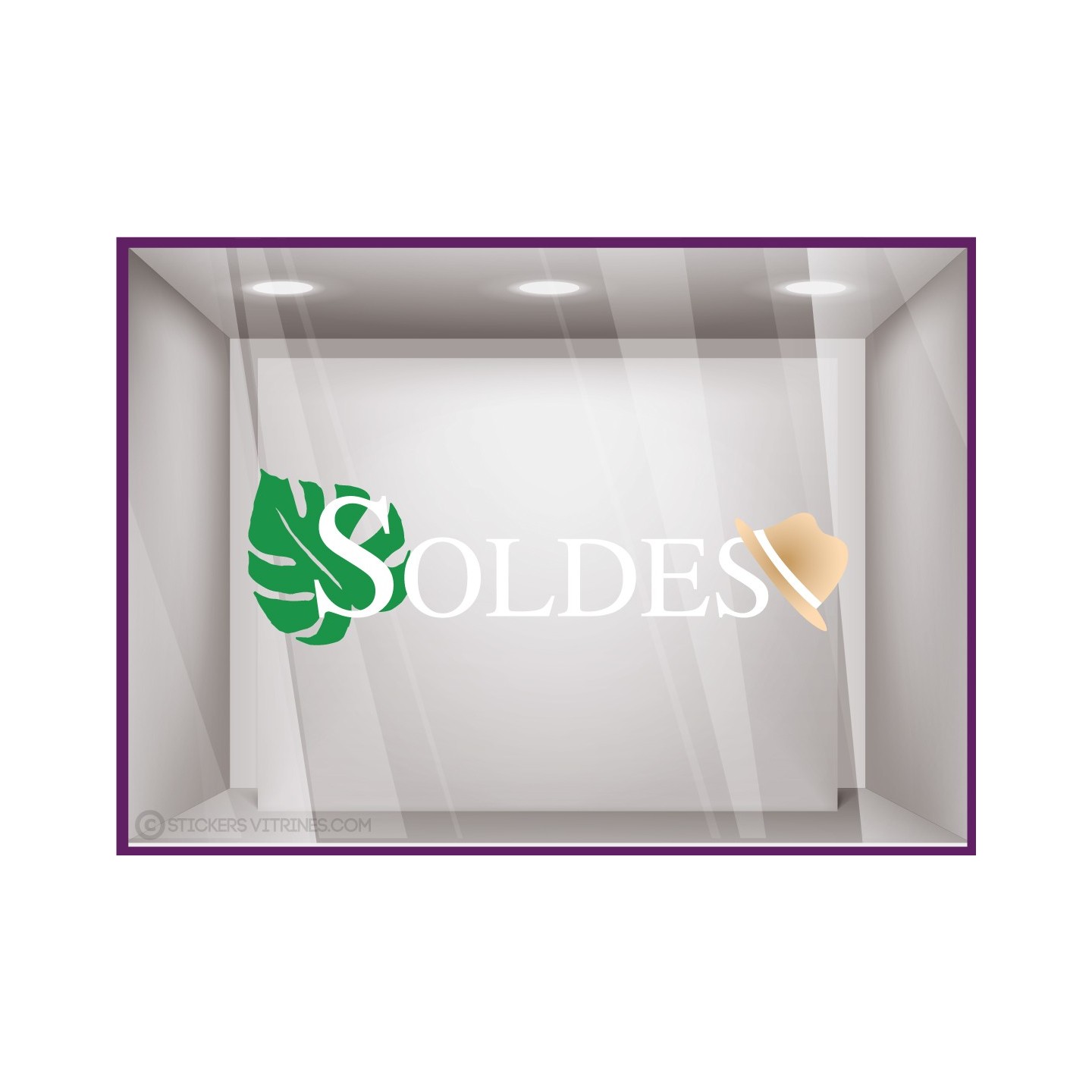 Sticker Soldes Panama promotion pourcentage lettrage adhésif mode sport opticien devanture vitrophanie vitrine commerce