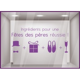Sticker Ingrédients Fête des Pères adhésif calicot vitrophanie devanture boutique