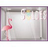 Kit de Sticker Soldes Flamant Rose Ananas vitrophanie vitrine mode maroquinerie destockage braderie liquidation promotion
