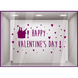 Sticker Champagne Happy Valentine's Day saint valentin vitrine devanture magasin boutique sticker calicot vitrophanie mode mode