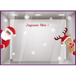 Kit de stickers Père Noël Cerf devanture vitrine opticien magasin boutique boulangerie mode deco hiver lettrage adhesif