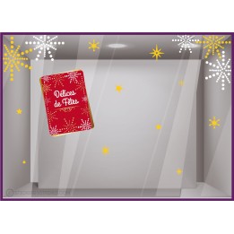 Kit de Stickers Délices de Fêtes de Noël pour vitres de commerce de bouche, boulangerie, pâtisserie, traiteur