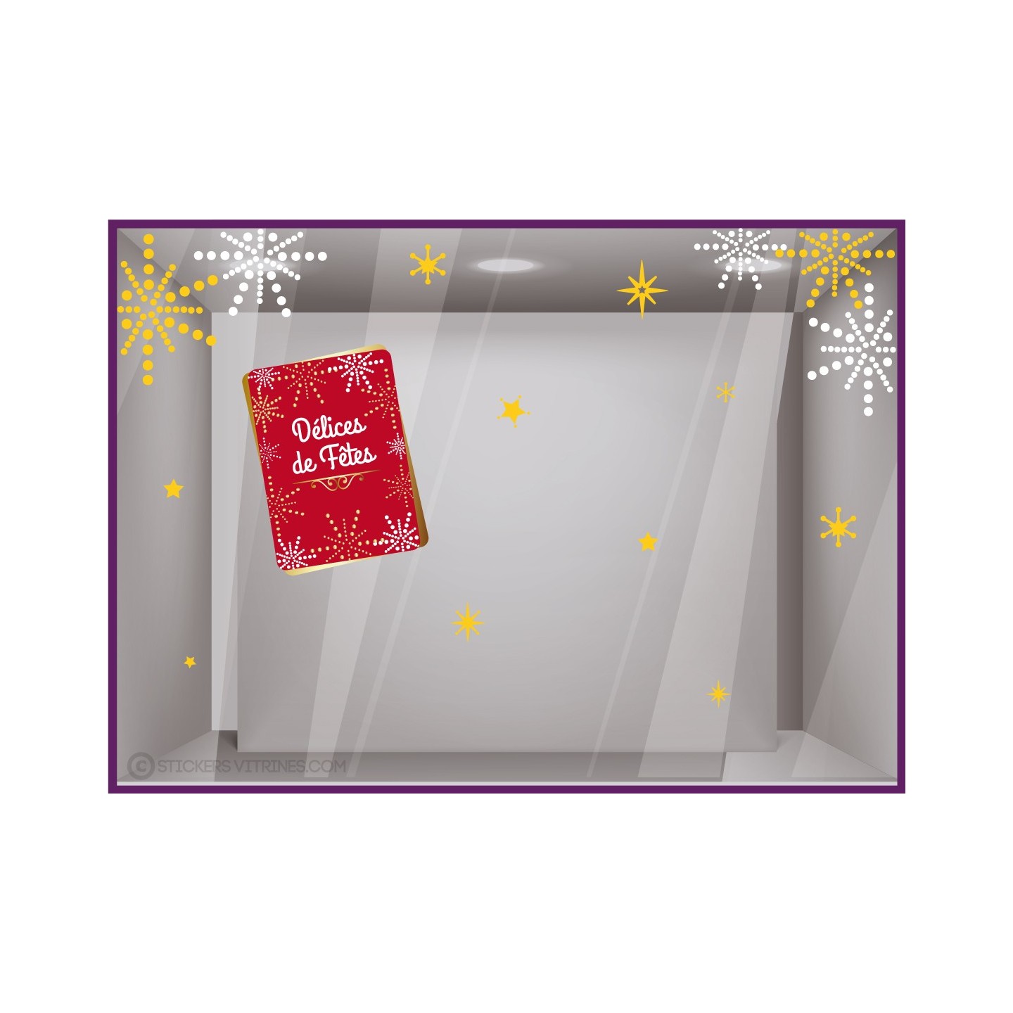 Kit de Stickers Délices de Fêtes de Noël pour vitres de commerce de bouche, boulangerie, pâtisserie, traiteur