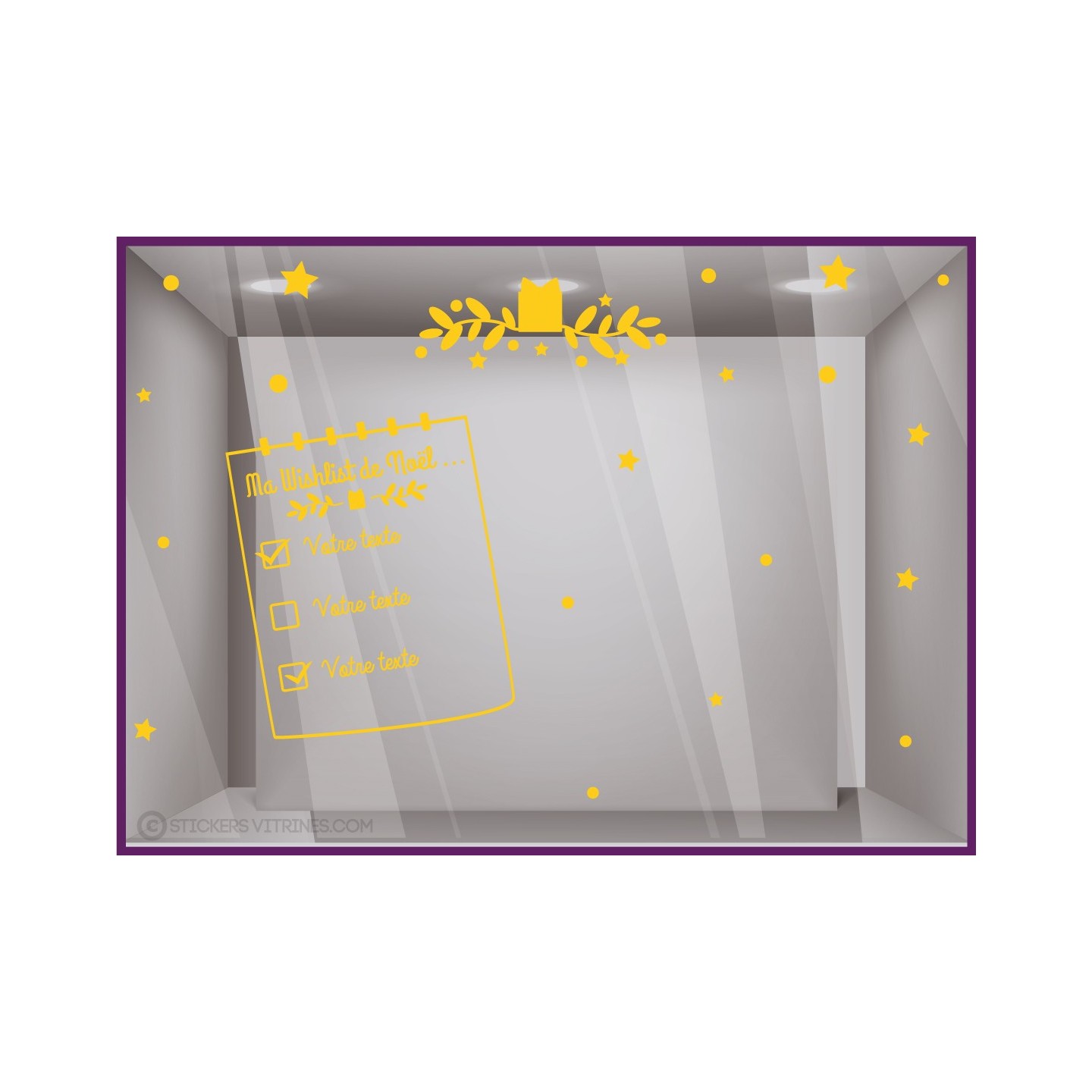Kit de Stickers-ma Wishlist de Noel a Personnaliser-hiver-neige-etoiles-flocons-vitrine-fetes-devanture-boutique-decoration