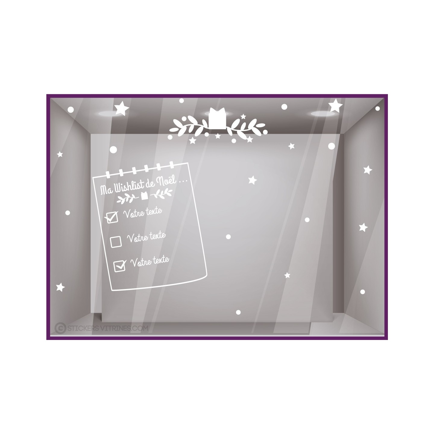 Kit de Stickers-ma Wishlist de Noel a Personnaliser-hiver-neige-etoiles-flocons-vitrine-fetes-devanture-boutique-decoration