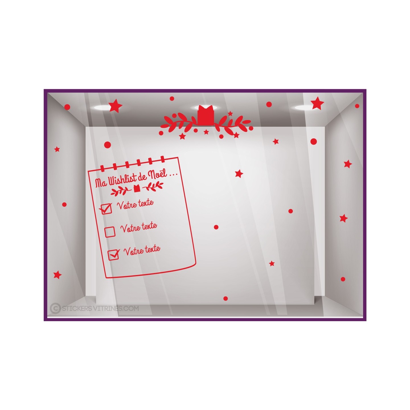 Kit de Stickers-ma Wishlist de Noel a Personnaliser-hiver-neige-etoiles-flocons-vitrine-fetes-devanture-boutique-decoration