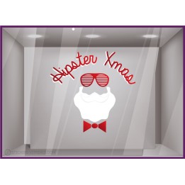 Sticker-Hipster Xmas-pere noel-hiver-niege-lunette-hipster-vitrine-fetes-devanture-boutique
