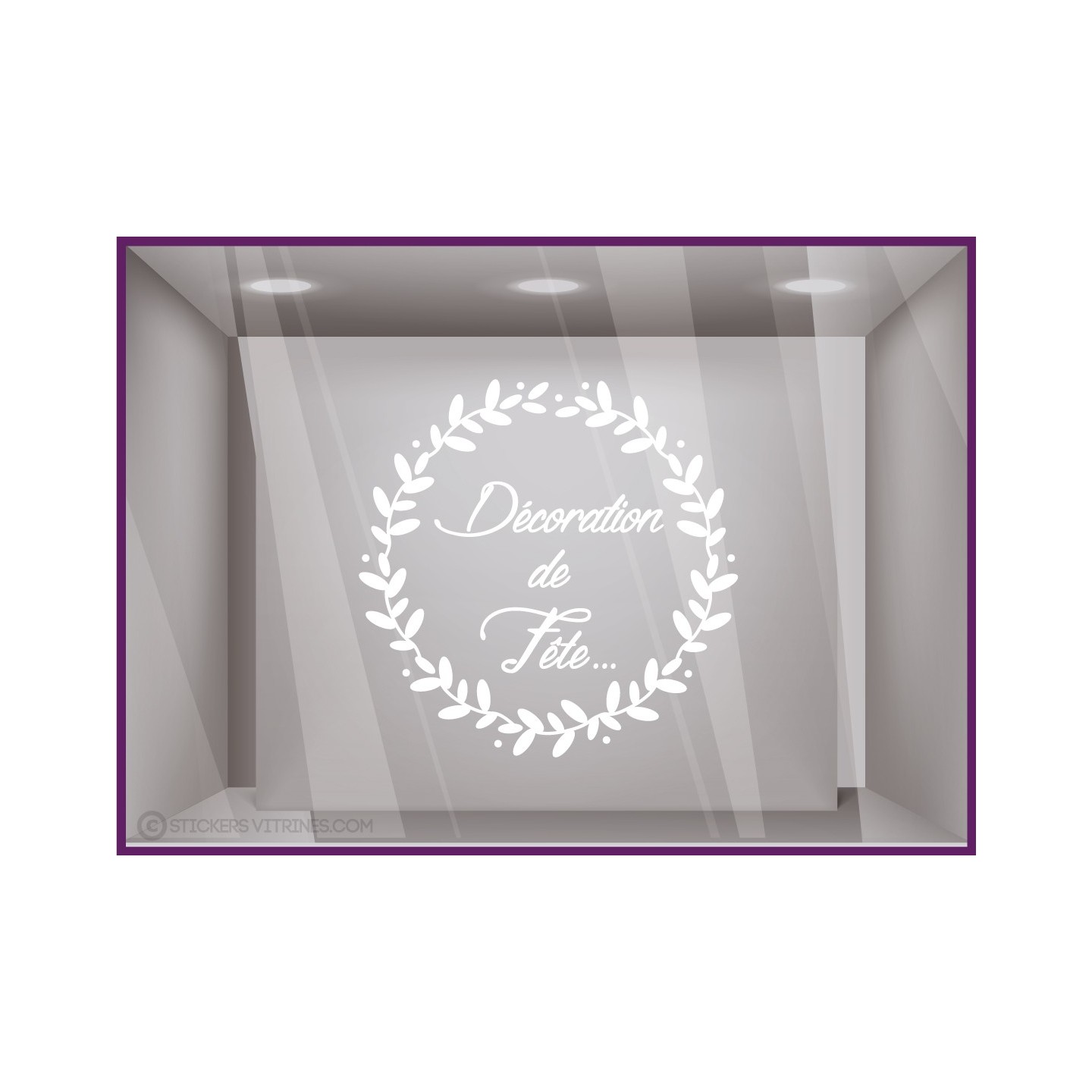 Sticker Couronne Décoration de Fête adhésif  noël hiver vitrophanie magasin vitrine devanture autocollant