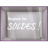 Sticker Bonjour Les Soldes destockage braderie liquidation lettrage promotion mode maroquinerie vitrophanie