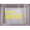 Sticker Bonjour Les Soldes destockage braderie liquidation lettrage promotion mode maroquinerie vitrophanie