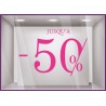Sticker Pourcentages commerce devanture adhésif vitrophanie calicot autocollant publicitaire géant destockage braderie Soldes