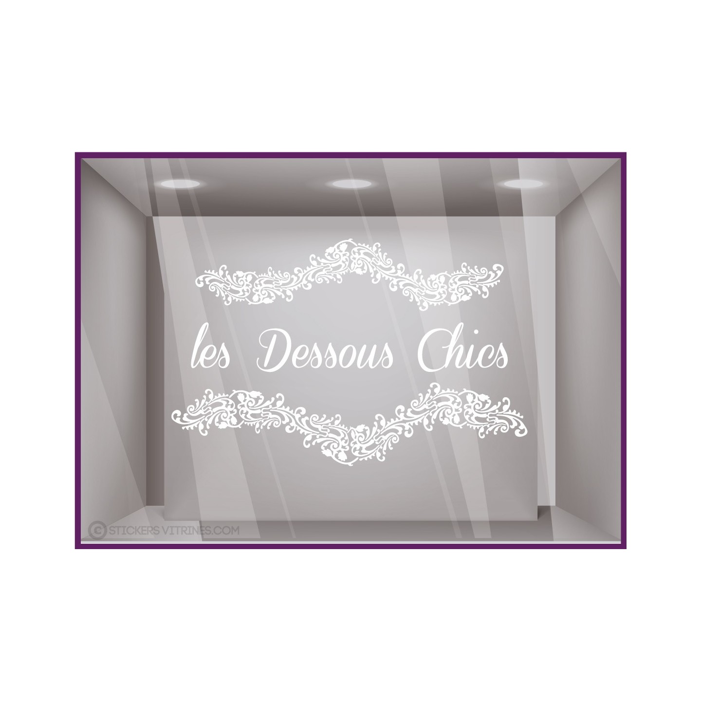 Sticker les dessous chics boutique mode lingerie devanture calicot vitrine saint valentin lettrage adhesif autocollant