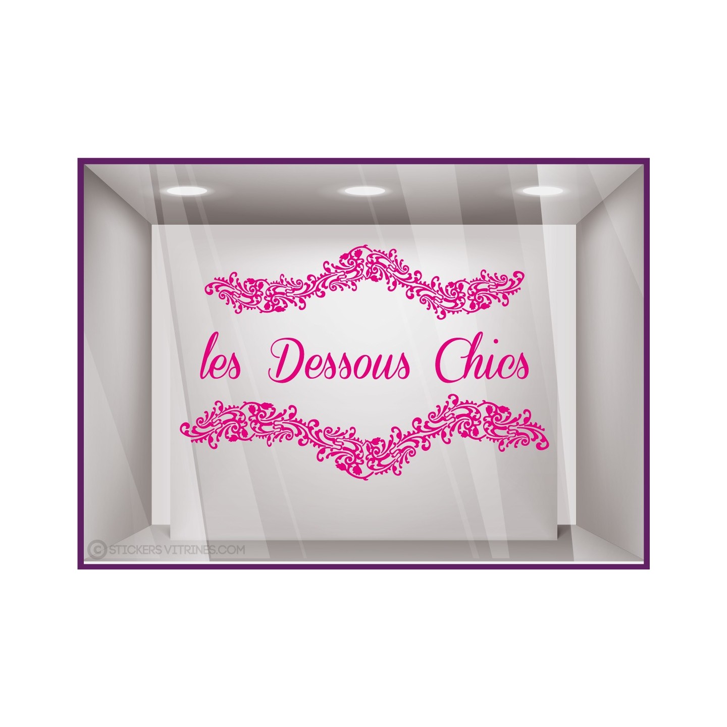 Sticker les dessous chics boutique mode lingerie devanture calicot vitrine saint valentin lettrage adhesif autocollant