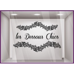 Sticker les dessous chics boutique mode lingerie devanture calicot vitrine saint valentin lettrage adhesif autocollant