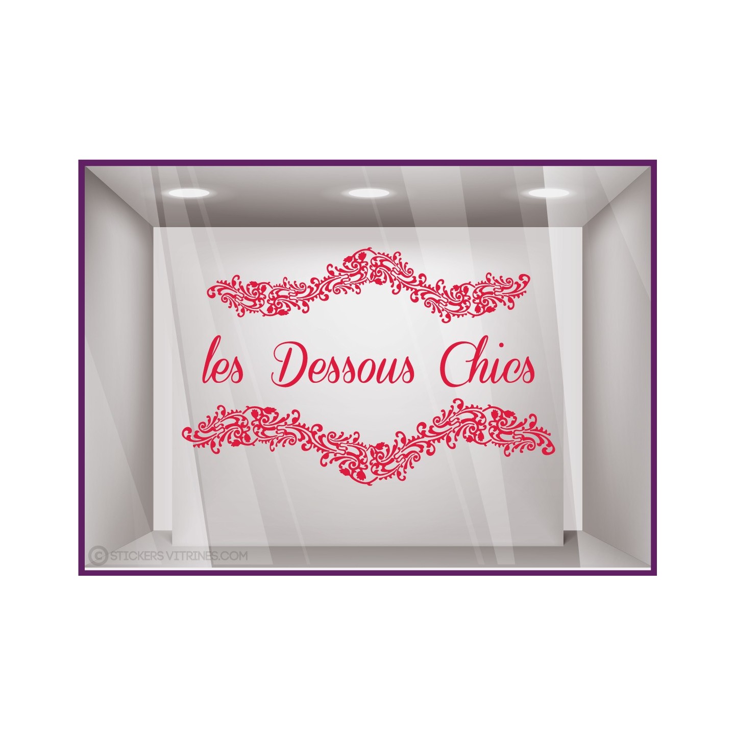Sticker les dessous chics boutique mode lingerie devanture calicot vitrine saint valentin lettrage adhesif autocollant