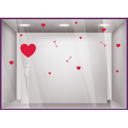 Autocollant sticker vitrophanie deco st valentin vitrine devanture vitrophanie mode vitre bijouterie maroquinerie calicot adhesi