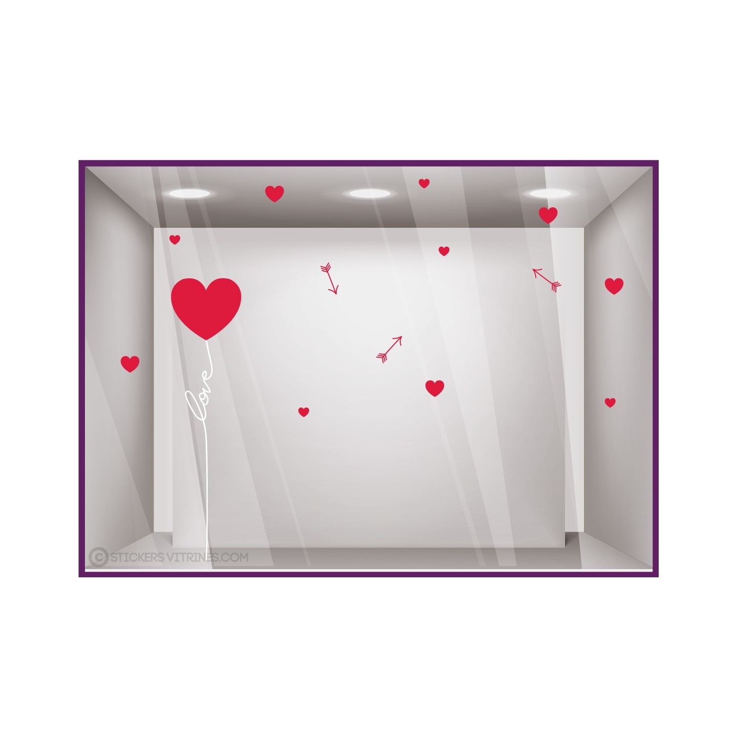 Autocollant sticker vitrophanie deco st valentin vitrine devanture vitrophanie mode vitre bijouterie maroquinerie calicot adhesi