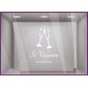 Sticker Saint Valentin caviste restaurant traiteur boutique commerce calicot vitrophanie lettrage autocollant vitre 