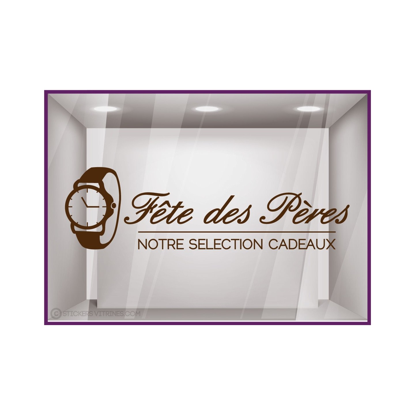 Sticker Montre Fête des Pères papas bijouterie horlogerie lettrage adhésif autocollant devanture vitrine calicot vitrophanie
