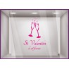 Sticker Saint Valentin caviste restaurant traiteur boutique commerce calicot vitrophanie lettrage autocollant vitre 