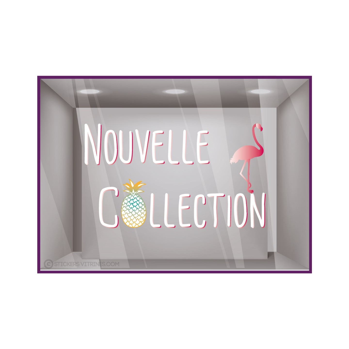 Sticker Nouvelle Collection Flamant Rose Ananas