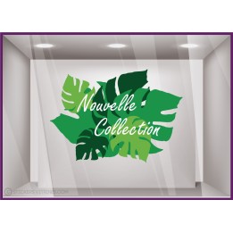 Sticker Nouvelle Collection Exotique calicot adhésif publicitaire géant vitrophanie devanture vitrine