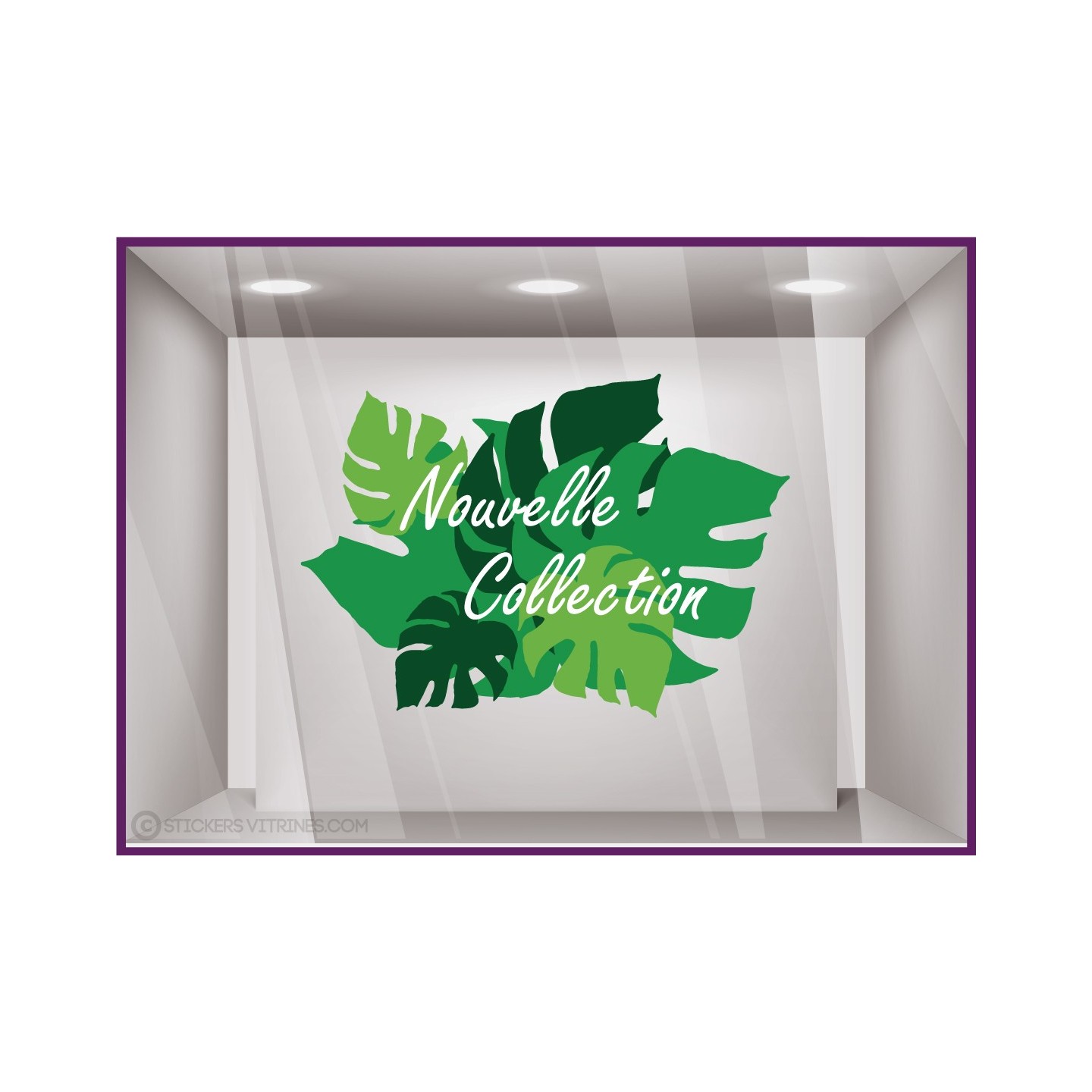 Sticker Nouvelle Collection Exotique calicot adhésif publicitaire géant vitrophanie devanture vitrine